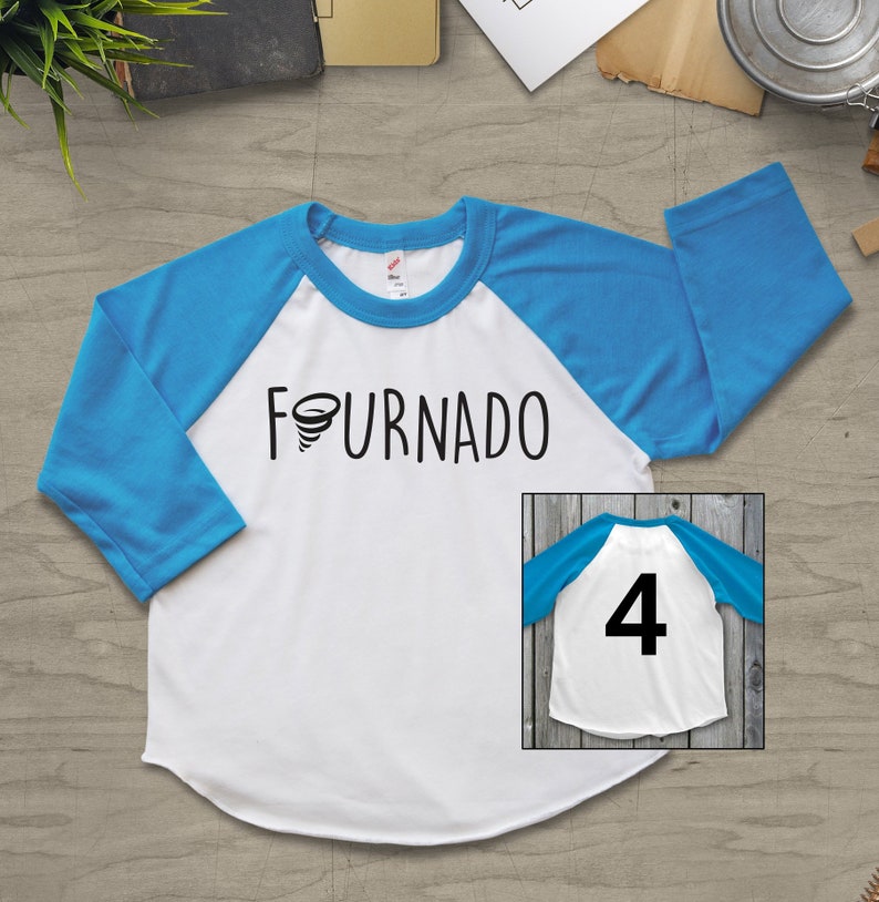 Fournado Four Year Old Boy Shirt, fournado fourth birthday boy, 4th Birthday Shirt, Fourth Birthday Girl Shirt, 4th Birthday Outfit image 1