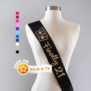 Finally 21 Party Sash | 21st birthday Gift For Her 21st Birthday Sash for Women, Vegas Birthday Sash Birthday Party, Custom Party Sash 21 image 1