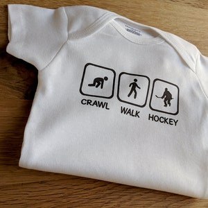 Hockey Fan ONESIES ® Brand Bodysuits Baby Bodysuit or Baby T-Shirt Cute Baby Clothes Baby Shower Gift, Hocky Onsie, Ice Skater Shirt image 2