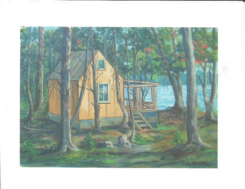 Blank Note Card//great East Lake in Nh//yellow Camp Etsy