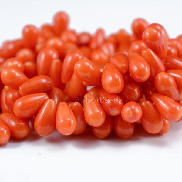 bamboo coral beads - ivory natural coral beads - top drilled hole coral - dancing teardrop beads - round teardrop -size 4x7mm, 5x9mm -15inch