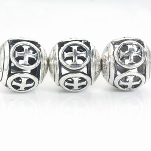 prayer cross filigree round beads serenity alloy beads religious metal jewelry beads holy bracelet beads round metal beads 20pcs image 1