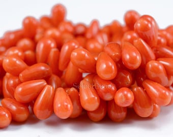 bamboo coral beads - ivory natural coral beads - top drilled hole coral - dancing teardrop beads - round teardrop -size 4x7mm, 5x9mm -15inch