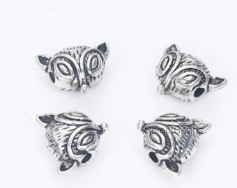 silver fox head beads - fox animal charms - metal fox jewelry charms - antique silver jewellery making beads - cute beads - 13x11mm