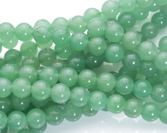 green aventurine beads - natural green aventurine - green aventurine stone - beads for jewelry making - smooth round beads - 4-14mm -15inch