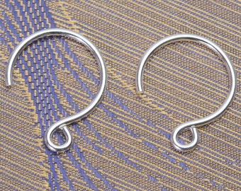 round ear hooks - 925 silver earring making supplies - open circle earwires - genuine silver earring findings - earring finding supplies