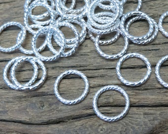 twisted sterling silver closed  jump rings  - 925 genuine silver closed rings - 1.2mm round jump ring - twisted ring findings for jewelry