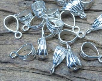 teardrop sterling silver bails for pendants - pendand silver bails for jewelry - bails for jewelry making - jewelry findings bails