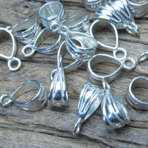Teardrop Sterling Silver Bails for Pendants Pendand Silver Etsy
