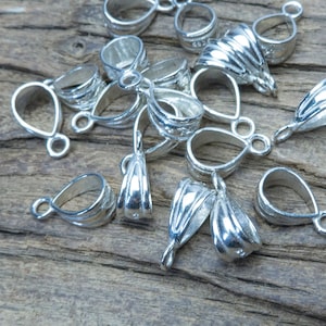 teardrop sterling silver bails for pendants - pendand silver bails for jewelry - bails for jewelry making - jewelry findings bails