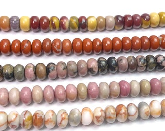 natural gemstone smooth rondelle beads - 5x8mm rondelle beads - aventurine,sodalite,quartz, jasper, agate beads - jewelry making supplies