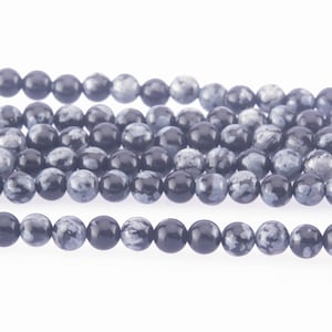 snowflake obsidian small beads - 2mm obsidian round beads - 3mm stone spacer beads - grey and white gemstone beads - jewelry supplies-15inch