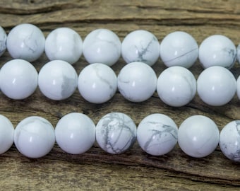 Howlith weiße Perlen - weiße Steinperlen - weiße Edelsteinperlen - graue und weiße Perlen - Halbedelsteine - runde Perlen 4-14mm - 15 Zoll