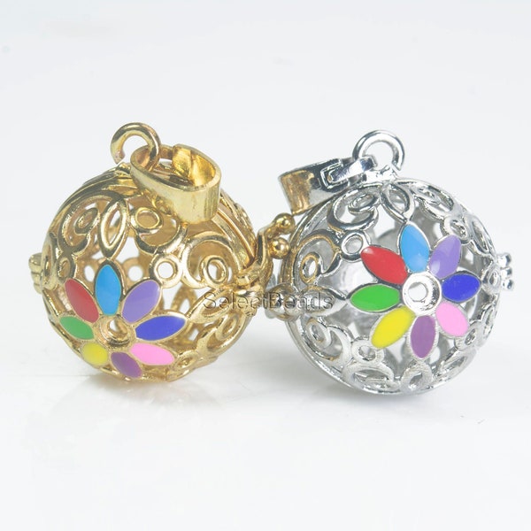 round  ball locket - memory lockets and charms  - filigree locket wholesale - gold plated locket pendant -lockets to put charms in  -2pcs