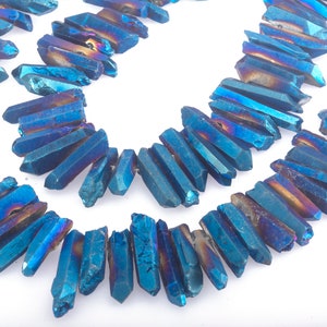 Cuentas de punta de cuarzo cristalino - Cuentas de punta y varilla de piedra preciosa de cuarzo - Material de piedra preciosa en bruto - Fabricación de joyas de cuarzo - 15 pulgadas