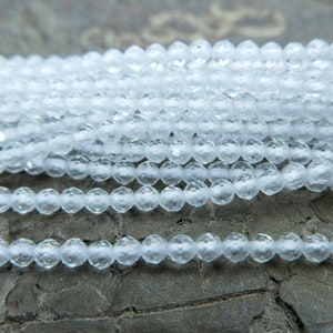 2mm natürliche Bergkristallperlen - 3mm facettierte klare Kristallperlen - klare Edelstein-Abstandsperlen - kleine Schmuckperlen -15Stk