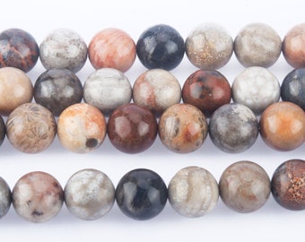 ammonoidea beads - natural Ammonoidea gemstone - fossil gemstone - ocean beads - smooth round beads 8mm - beading supplies - natural stone