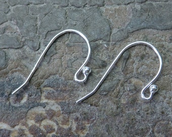 sterling silver earwires - French ear hook - real silver earring hook - 925 French earwire findings - earwires with round balls - 10 pairs