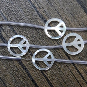 mop shell peace sign beads - white sea shell carved  beads - mother of  pearl beads - 8mm 10mm jewelry beads - jewelry making supplies
