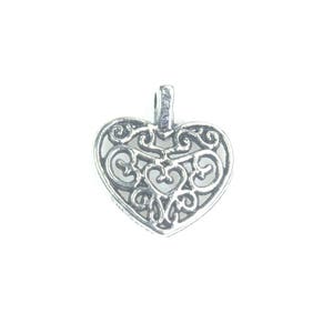 filigree heart charm - filigree heart charms supplies - silver  heart beads - heart charms for bracelets  -  metal heart beads - 20 pcs