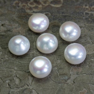 half drilled freshwater pearls white pearl bread shape beads pearl beads for earrings half hole pearl beads for wedding jewelry image 1