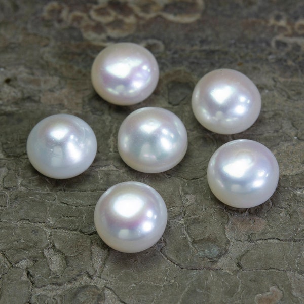 half drilled freshwater pearls - white pearl bread shape beads - pearl beads for earrings - half hole pearl beads for wedding jewelry