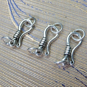 Hakenverschlüsse aus Sterlingsilber - Schmuckverschlüsse aus Sterlingsilber - Schmuckverschlüsse mit Antiksilber-Finish - 3er-Set Hakenverschlüsse