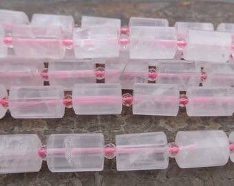 rosa Rosenquarz facettierte Röhrenperlen - natürliche rosa Quarz Zylinderperlen - Schmuckherstellung Material - 10x14mm facettierte Perlen -15 Zoll