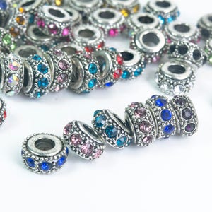 RUBYCA Big Hole Large Czech Crystal Charm Beads Fit European Charm Bracelet (20pcs, Yellow, 15mm