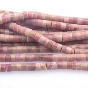 natural gemstone 2x4mm heishi beads - pink rhondonite rondelle beads - purple amethyst stone spacers - beading material supplies