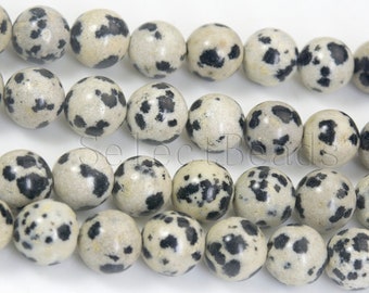 dalmatian jasper beads - jasper stone beads - jewelry beads and supplies - jasper gemstone beads - 4mm-16mm round beads - 15 inch