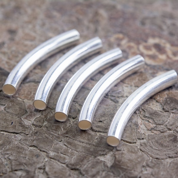 sterling silver curved tubes - smooth bend tubes - silver jewelry links - bracelet making findings - jewelry making components