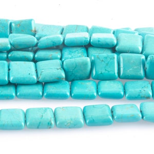 perline quadrate turchesi cinesi blu - fornitura di gioielli con perline a cuscino - perline di pietra per la creazione di gioielli blu - perline quadrate da 10 mm - filo da 15 pollici
