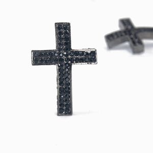 ラインストーン クロス ペンダント - 輝くラインストーン ネックレス ペンダント - メッキ合金クロス - 39 x 26 mm クロス ビーズ - 宗教的なペンダント -8cps