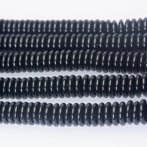 black onyx rondelle beads - black gemstone beads - jewelry making spacers - thin slab spacer beads - jewelry supplies -  15 inch