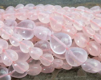 perles coeur gonflées en quartz rose naturel de Madagascar - pendentif coeur en pierre précieuse rose - perles de bijoux en quartz rose - 8mm 10mm 12mm 14mm coeurs-8inch