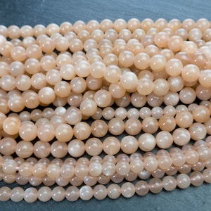 natural sunstone gemstone beads - peach sunstone round beads - smooth round precious stone  -4mm 6mm 8mm 10mm sunstone beads -15inch