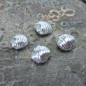 sterling silver shell pattern  beads - 925 sterling silver beads for jewelry making - bracelet charms supplies - beading supplies