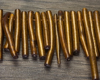 golden coral stick beads - coral branch beads - golden coral top drilled beads - bronze coral sticks -  21-45mm stick strands - 15 inch