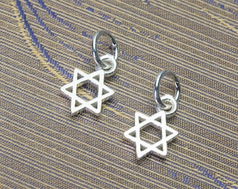silver star bracelet charms - sterling silver filigree star dangle charms - 8mm star charms - jewelry making supplies - star shape beads