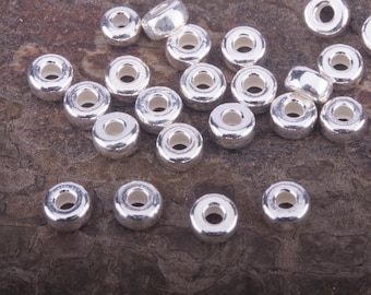 sterling silver heishi spacer findings - genuine 925 silver beading separators - jewlery making supplies - craft making connectors