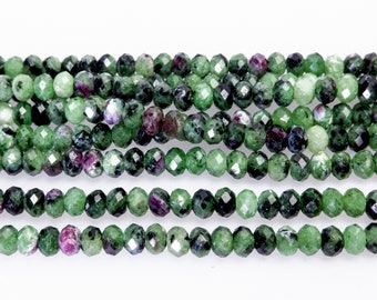 natural ruby zoisite rondelle beads - green and red zoisite gemstone - precious gemstone spacer beads - 2x4mm sepator beads - 15 inch