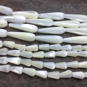 teardrop mother of pearl  beads - small shell drop beads for jewelry making - natural mother of pearl beading supplies -dangle beads-15inch