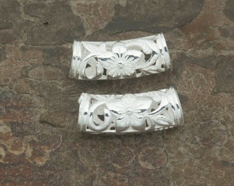 perles de tube en filigrane en argent sterling - argent 925 pour bijoux en cordon - argent véritable pour le perlage - fournitures de perlage - fournitures d’artisanat