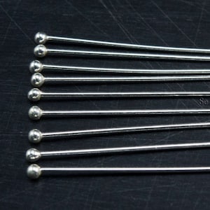 sterling silver headpin - silver round ball headpins - 23gauge  ball pin - 2mm diameter silver ball end headpins - 15mm -  65mm long