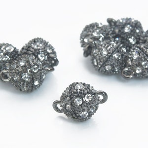 rhinestone decorated magnetic claps - bling bling alloy clasp - crystal magnetic clasp - magnetic jewelry clasp -10-16mm round clasp -10sets