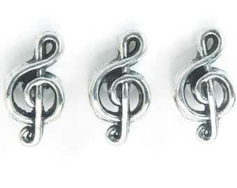 antique silver music notation charms - silver treble clef art symbol charms - music note charms connector - size 18x9mm - 20 pcs