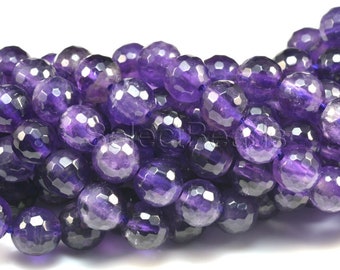 middle deep purple amethyst - natural amethyst gemstone - gemstone beads for jewelry making - faceted round beads -size 4-10mm -15inch