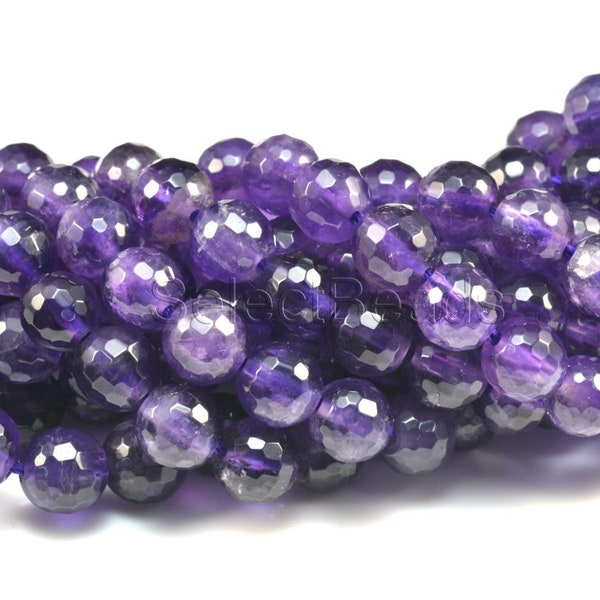 middle deep purple amethyst - natural amethyst gemstone - gemstone beads for jewelry making - faceted round beads -size 4-10mm -15inch