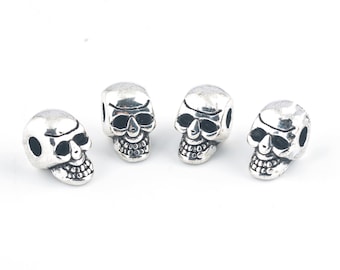 Cuentas de calavera de plata, Accesorios de pulsera, Cuentas de collar, Plata antigua, Suministros de joyería de estilo gótico, Suministros de dijes de plata